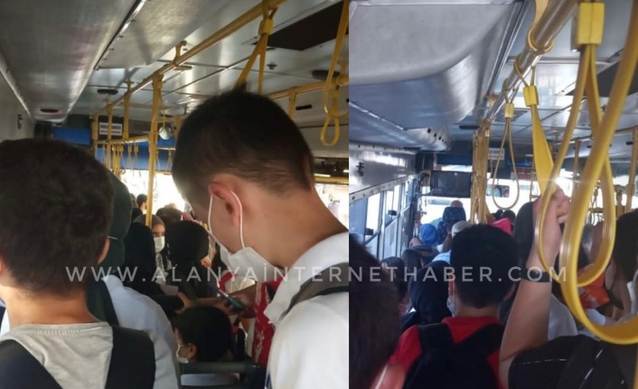 Alanya halk otobüslerinde endişelendiren görüntü
