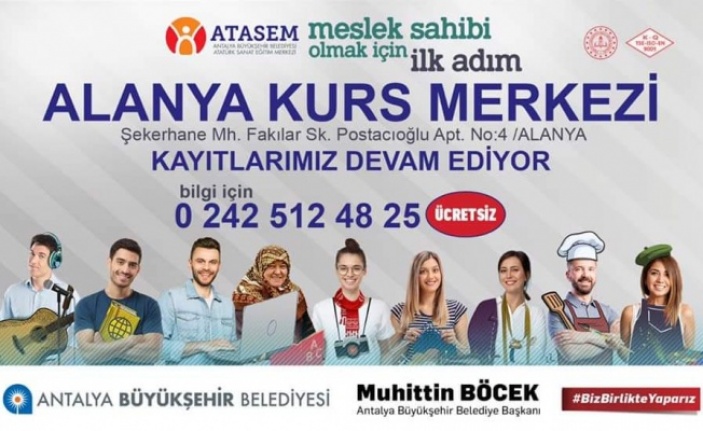 Alanya ATASEM’de kontenjanı dolmayan kurslara kayıtlar devam ediyor