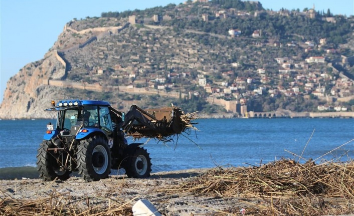 Alanya’da fırtınanın izleri sahillerden temizleniyor