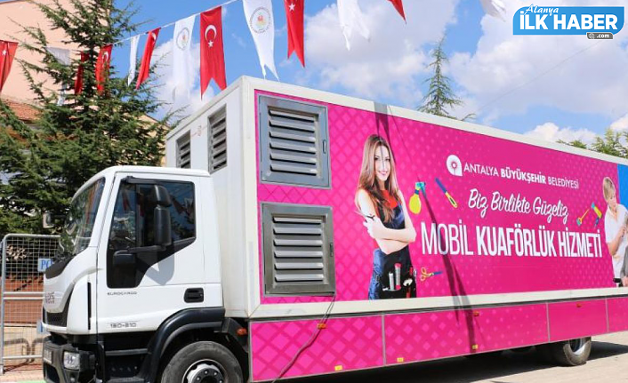 Mobil kuaför tırı Alanya yaylalarında