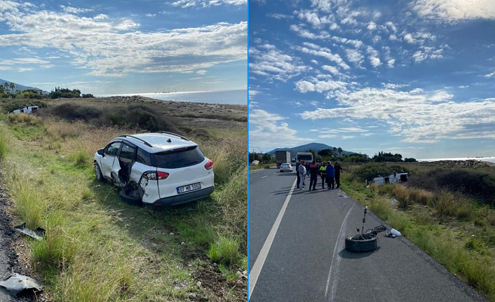 Alanya’da çarpışan otomobiller şarampole savruldu!