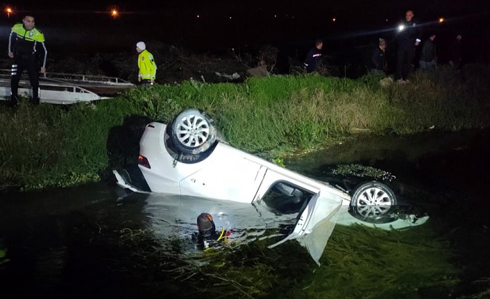 Sulama kanalına uçan otomobilin sürücüsü hayatını kaybetti!