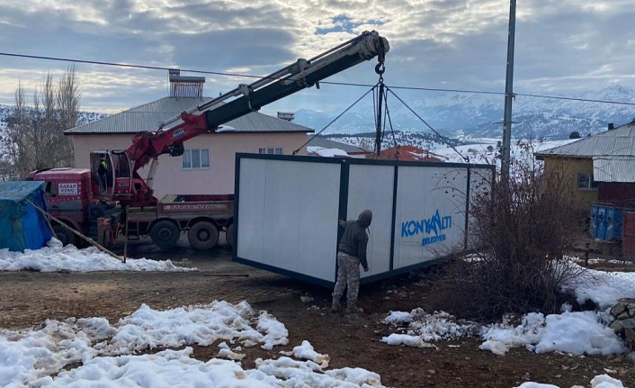 Deprem bölgesine konteyner desteği