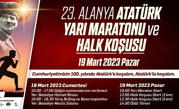 23. ALANYA ATATÜRK HALK KOŞUSU VE YARI MARATONU YAPILACAK