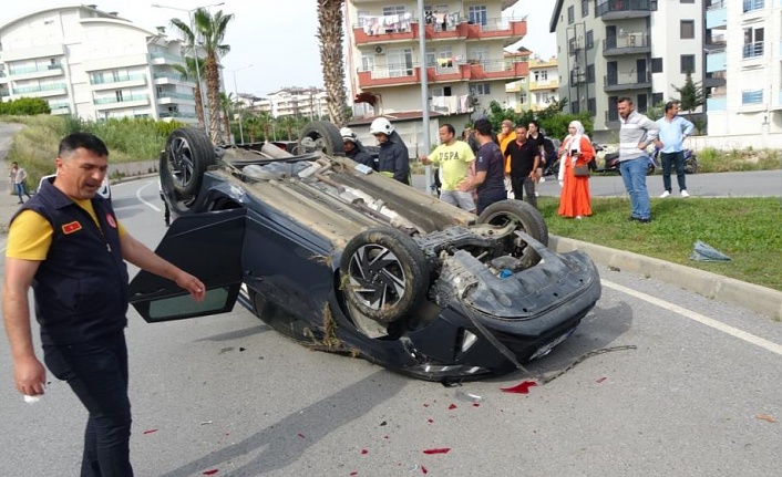 Takla atan kadın sürücü gözyaşlarına hakim olamadı