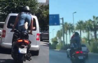 Alanya’da motorsiklet üzerinde ölümü hiçe saydı!
