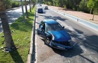Palmiyeye çarpan otomobildeki 2 kişi yaralandı!